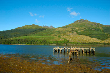 Picture of a view over a loch on to some mountains