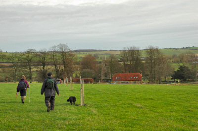 Picture of walkers approaching a church